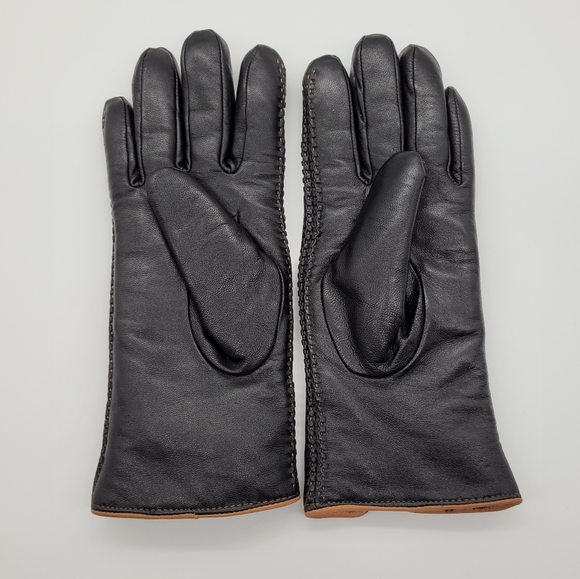 RICHARDO B. H. | sheepskin leather plush lined stitch detail driving gloves - Picture 3 of 7